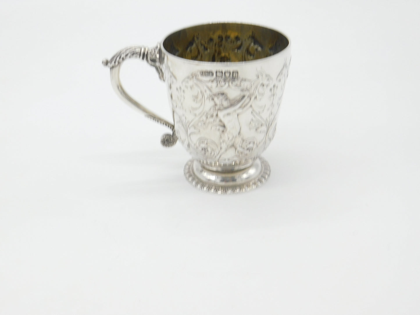 Victorian Elkington & Co. Sterling Silver Dragon & Cherub Christening Mug 1901