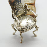 Victorian Dutch Sterling Silver Dolls House Chair Miniature c1900 Antique