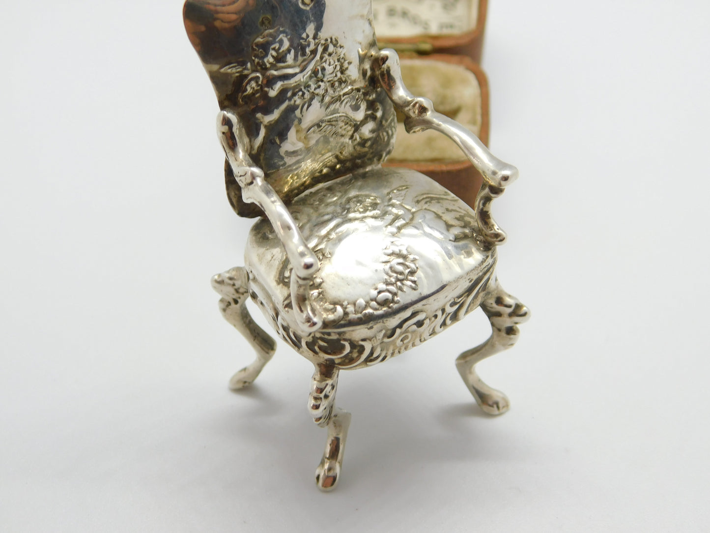 Victorian Dutch Sterling Silver Dolls House Chair Miniature c1900 Antique