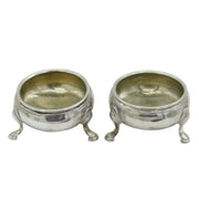 George III Pair of Sterling Silver Salt Cellars Antique 1772 London