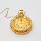 Victorian 14ct Gold Cased & Enamel Ladies Pocket Watch Antique c1890
