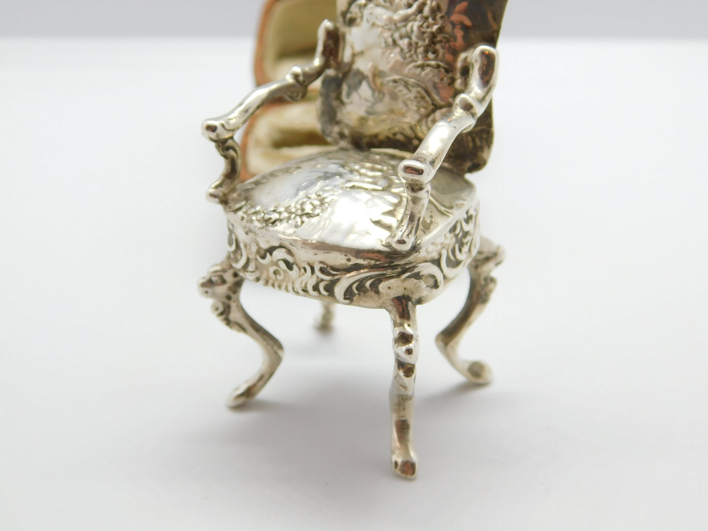 Victorian Dutch Sterling Silver Dolls House Chair Miniature c1900 Antique