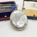 Swallow Birds Aesthetic Sterling Silver Double Locket Pendant Antique Victorian c1880