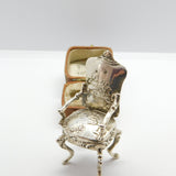 Victorian Dutch Sterling Silver Dolls House Chair Miniature c1900 Antique