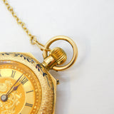 Victorian 14ct Gold Cased & Enamel Ladies Pocket Watch Antique c1890