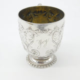 Victorian Elkington & Co. Sterling Silver Dragon & Cherub Christening Mug 1901