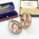 Swallow Birds Aesthetic Sterling Silver Double Locket Pendant Antique Victorian c1880