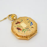 Victorian 14ct Gold Cased & Enamel Ladies Pocket Watch Antique c1890