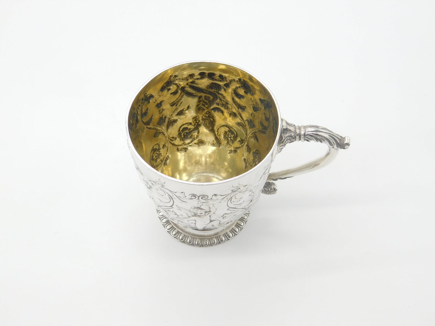 Victorian Elkington & Co. Sterling Silver Dragon & Cherub Christening Mug 1901