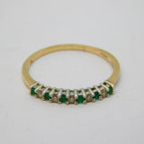 9ct Yellow Gold, Emerald & Diamond Half-Eternity Ring Vintage c1980