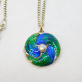 Edwardian Cymric Sterling Silver & Guilloche Enamel Necklace Antique 1908 Birmingham
