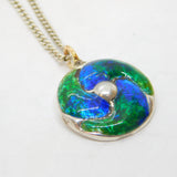 Edwardian Cymric Sterling Silver & Guilloche Enamel Necklace Antique 1908 Birmingham