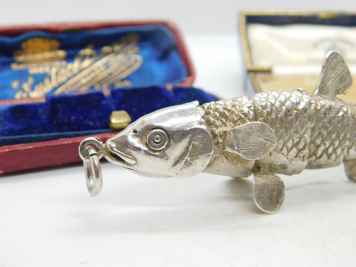 Large Articulated Handmade Moving Fish Pendant Sterling Silver Vintage 1974