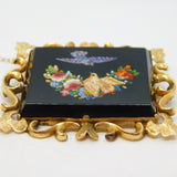 Victorian 9ct Gold Micro Mosaic Flower & Bird Sweetheart Brooch Antique c1850