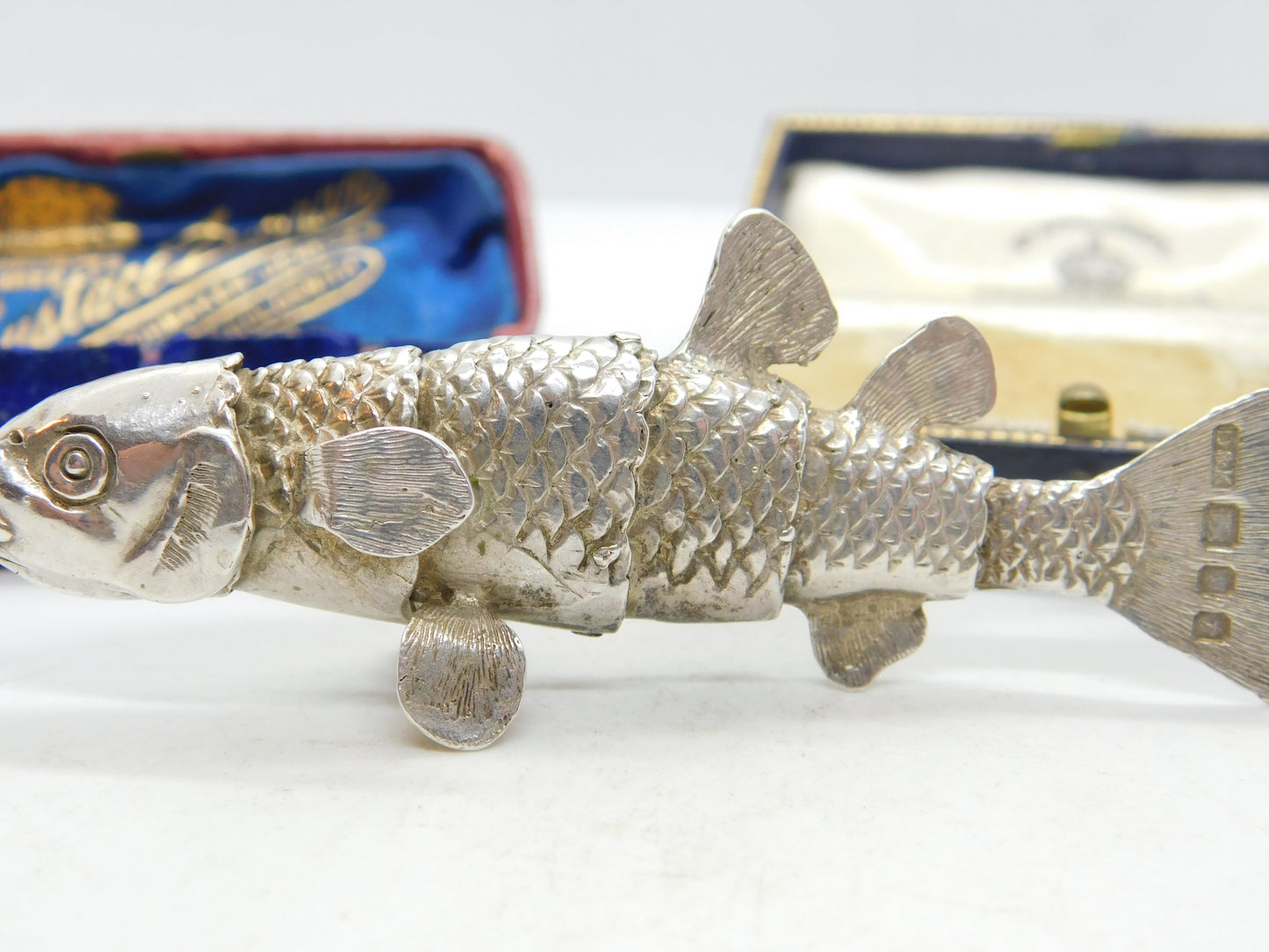 Large Articulated Handmade Moving Fish Pendant Sterling Silver Vintage 1974