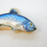 Victorian 15ct Yellow Gold & Enamel Leaping Salmon Fish Brooch Antique