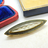 Braided Mourning Hair Enamel 9ct Gold Brooch Pin Inscribed Eliza Bentley 1917 Antique Edwardian