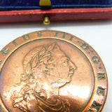 King George III 'Cartwheel' Two-Pence Coin Fine-Very Fine Antique 1797 Antique