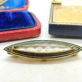 Braided Mourning Hair Enamel 9ct Gold Brooch Pin Inscribed Eliza Bentley 1917 Antique Edwardian