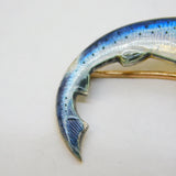 Victorian 15ct Yellow Gold & Enamel Leaping Salmon Fish Brooch Antique
