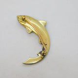 Victorian 15ct Yellow Gold & Enamel Leaping Salmon Fish Brooch Antique