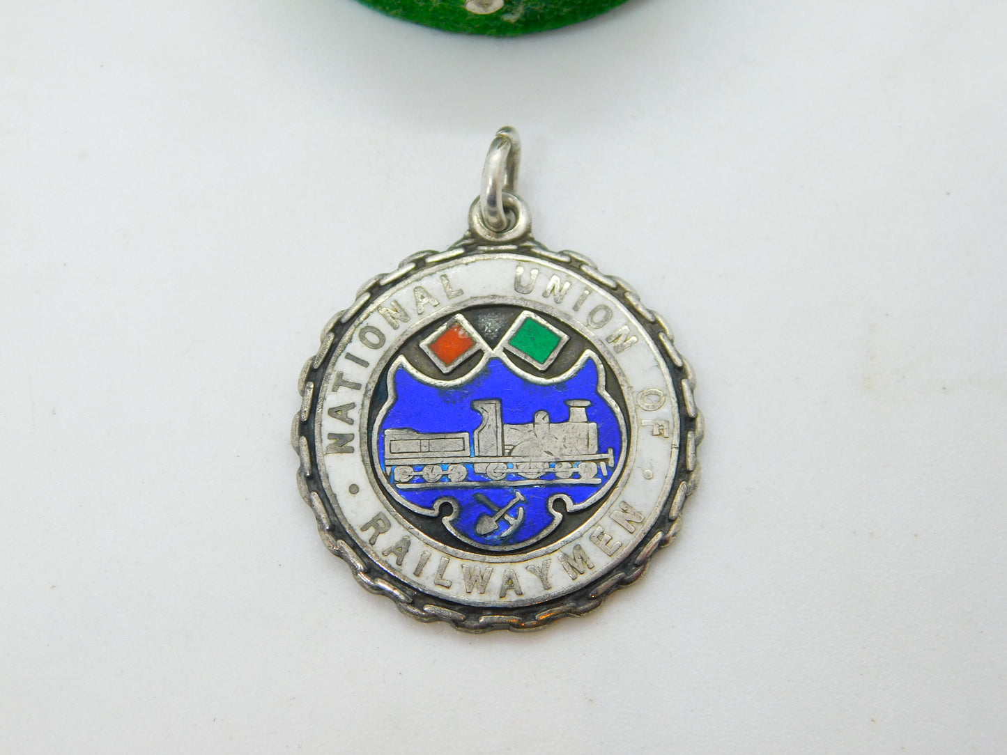 Sterling Silver Enamelled 'National Union of Railwaymen' Fob Medal Antique c1930