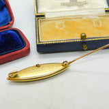 Braided Mourning Hair Enamel 9ct Gold Brooch Pin Inscribed Eliza Bentley 1917 Antique Edwardian