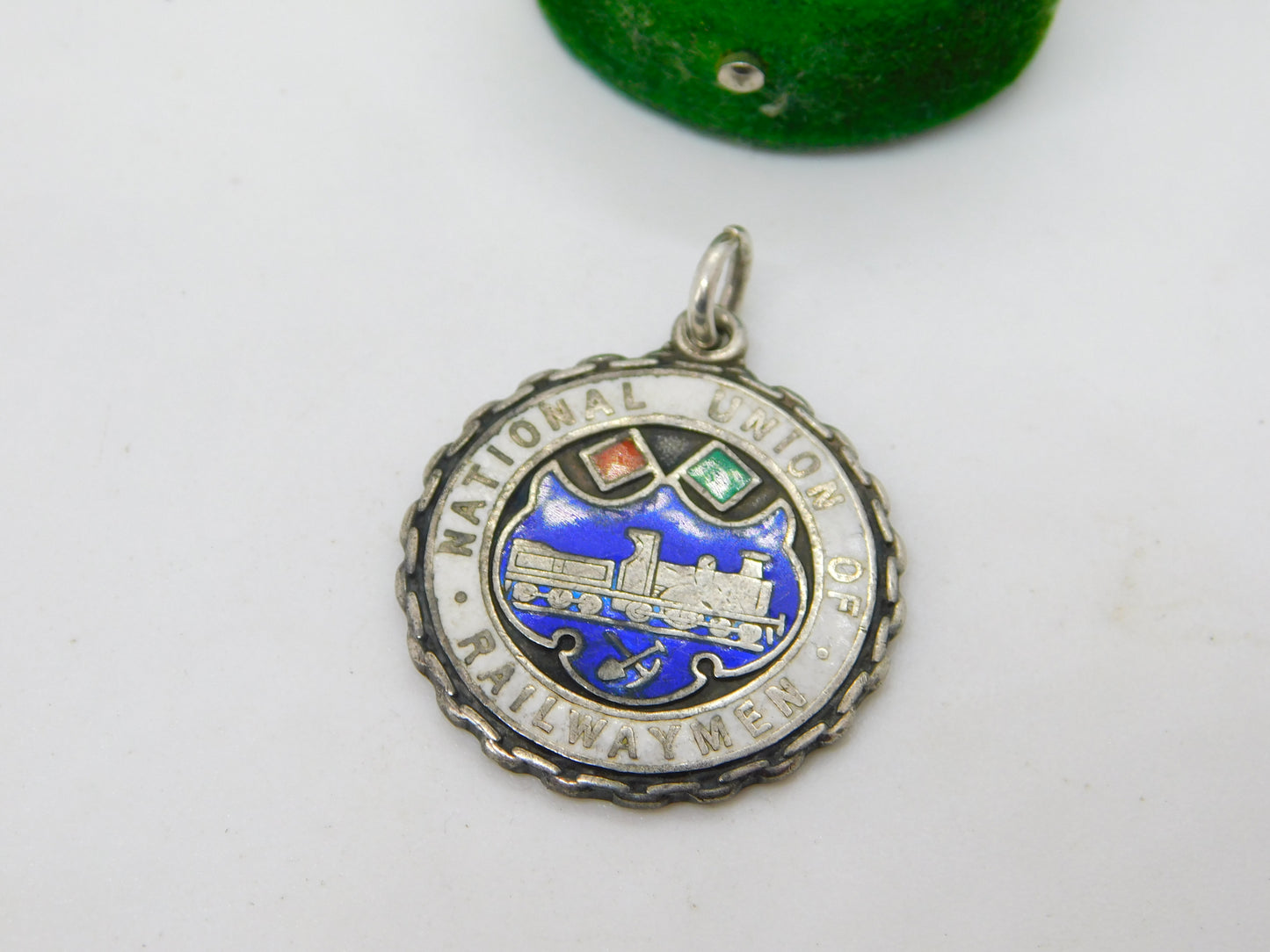 Sterling Silver Enamelled 'National Union of Railwaymen' Fob Medal Antique c1930