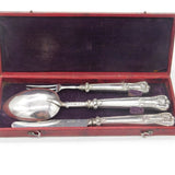 Boxed Georgian Sterling Silver Christening Cutlery Set 1833 Birmingham Antique