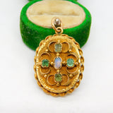 George IV 18ct Gold, Opal & Old-Cut Emerald Mourning Locket Antique c1830