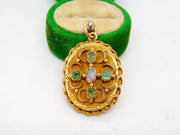 George IV 18ct Gold, Opal & Old-Cut Emerald Mourning Locket Antique c1830