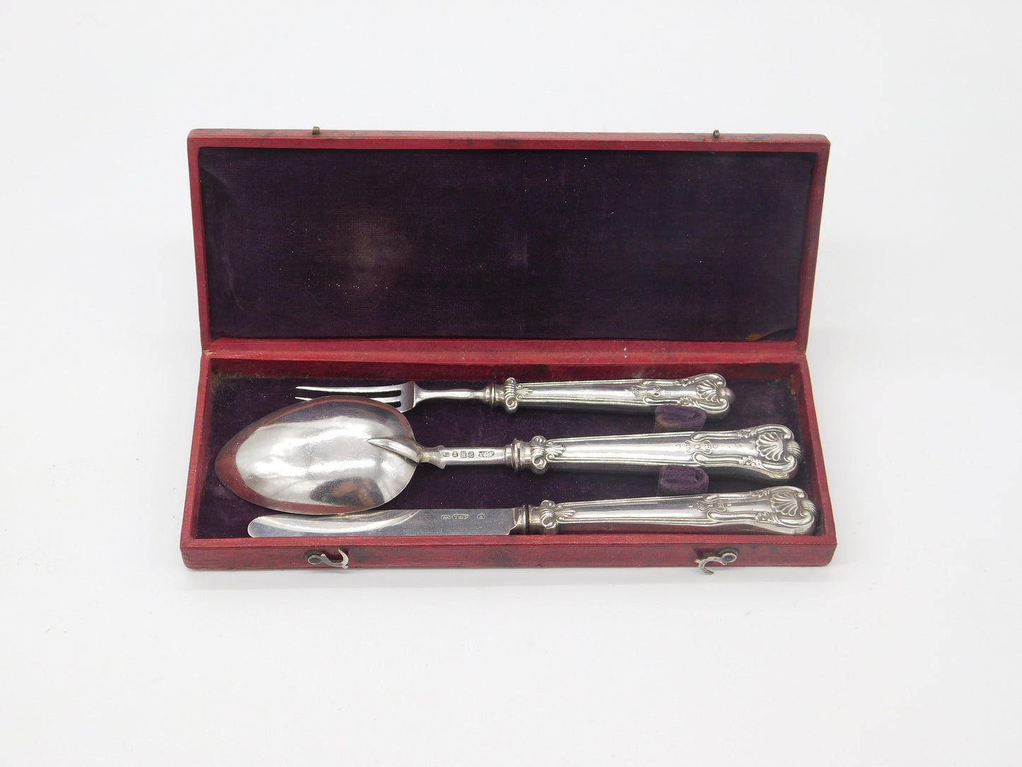 Boxed Georgian Sterling Silver Christening Cutlery Set 1833 Birmingham Antique