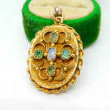 George IV 18ct Gold, Opal & Old-Cut Emerald Mourning Locket Antique c1830