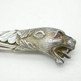 Victorian Boxed Sterling Silver & Steel Leopard Button Hook, Shoe Horn Set 1898 Birmingham