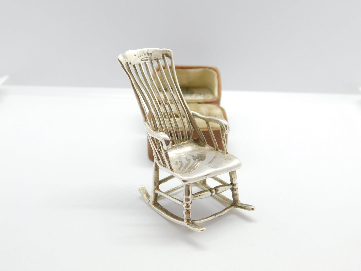 Edwardian Sterling Silver Dolls House Rocking Chair Miniature 1905 Sheffield