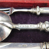 Boxed Georgian Sterling Silver Christening Cutlery Set 1833 Birmingham Antique