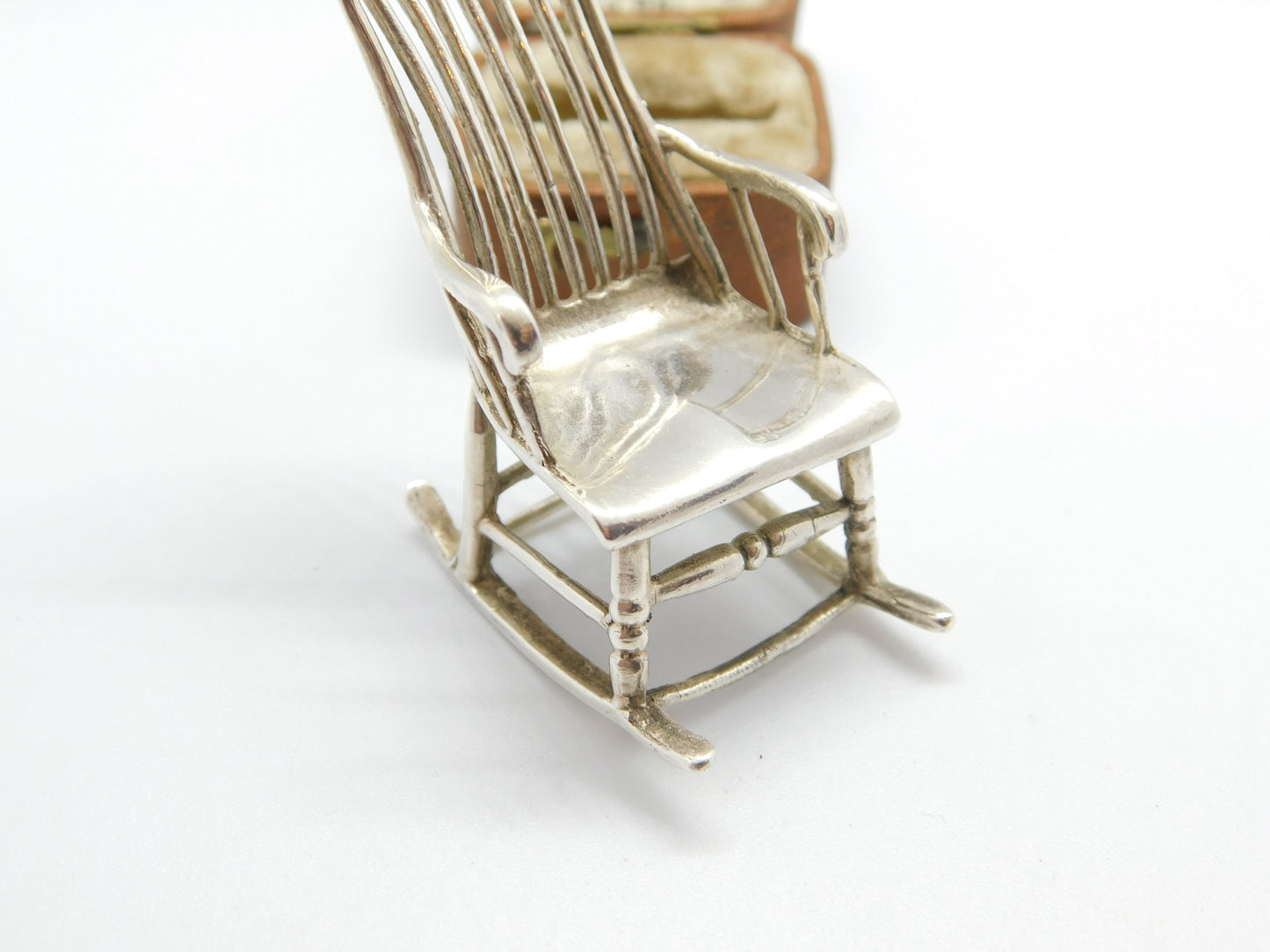 Edwardian Sterling Silver Dolls House Rocking Chair Miniature 1905 Sheffield