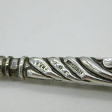 Victorian Boxed Sterling Silver & Steel Leopard Button Hook, Shoe Horn Set 1898 Birmingham