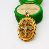 George IV 18ct Gold, Opal & Old-Cut Emerald Mourning Locket Antique c1830