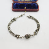 Victorian Sterling Silver Albertina Link Chain Bracelet Antique c1860