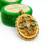 George IV 18ct Gold, Opal & Old-Cut Emerald Mourning Locket Antique c1830
