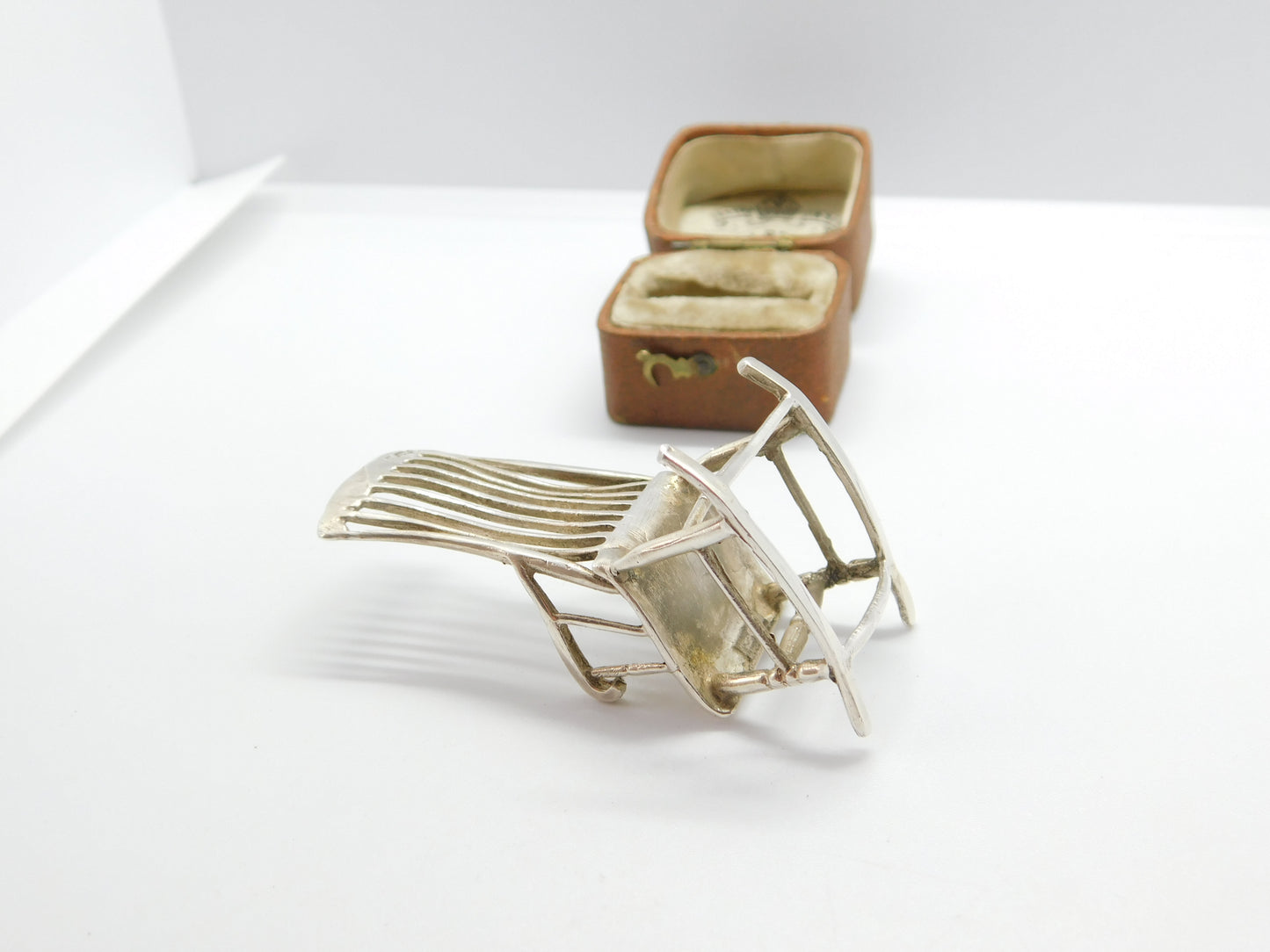 Edwardian Sterling Silver Dolls House Rocking Chair Miniature 1905 Sheffield