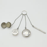 Sterling Silver Chatelaine with Sovereign Holder, Compact Etc Antique c1920 Deco