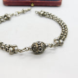 Victorian Sterling Silver Albertina Link Chain Bracelet Antique c1860