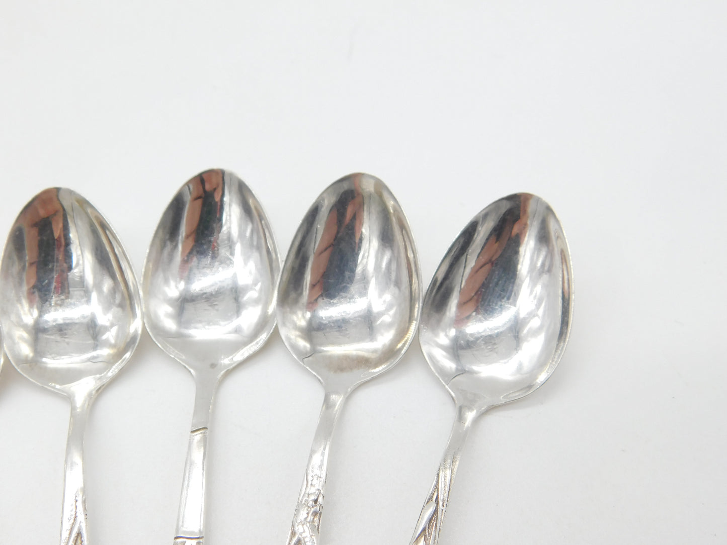 Set of Japanese Sterling Silver Floral Pattern Teaspoons c1920 Antique Art Deco