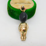 WW1 9ct Yellow Gold Wooden Head 'Fumsup' Good Luck Charm Antique c1915
