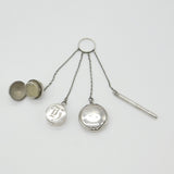 Sterling Silver Chatelaine with Sovereign Holder, Compact Etc Antique c1920 Deco