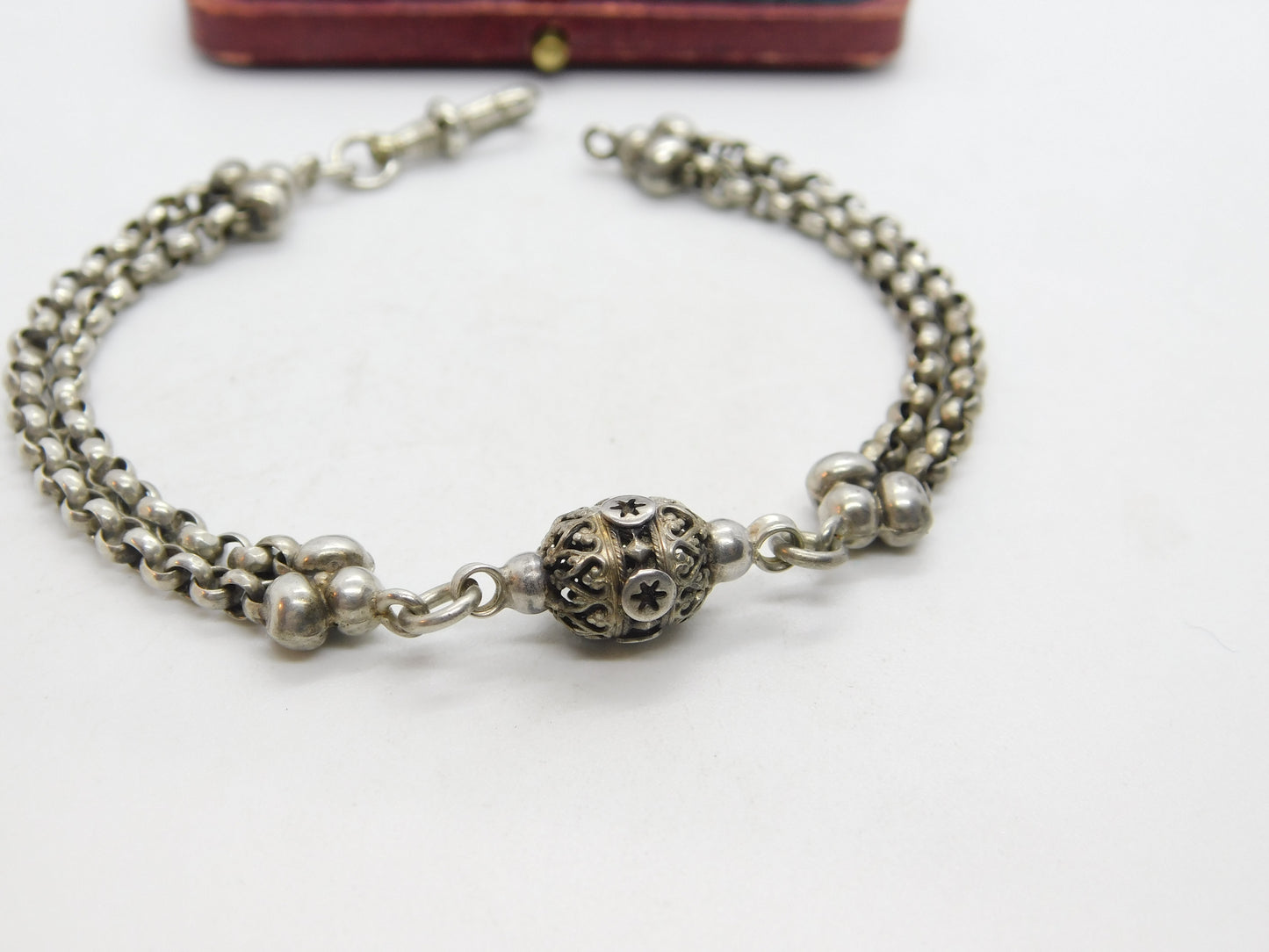 Victorian Sterling Silver Albertina Link Chain Bracelet Antique c1860