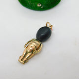 WW1 9ct Yellow Gold Wooden Head 'Fumsup' Good Luck Charm Antique c1915
