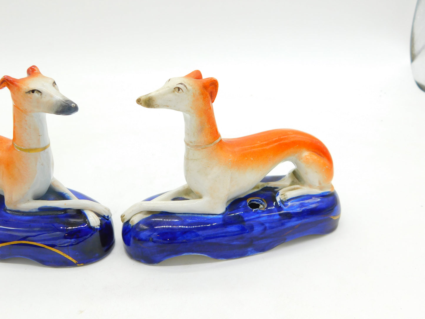 Victorian Pair of Staffordshire Greyhound Dog Pen Holders Antique c1840 AF